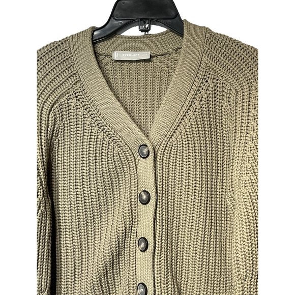 Everlane The Textured Cotton Cardigan in Field Green Medium New - Picture 5 of 10